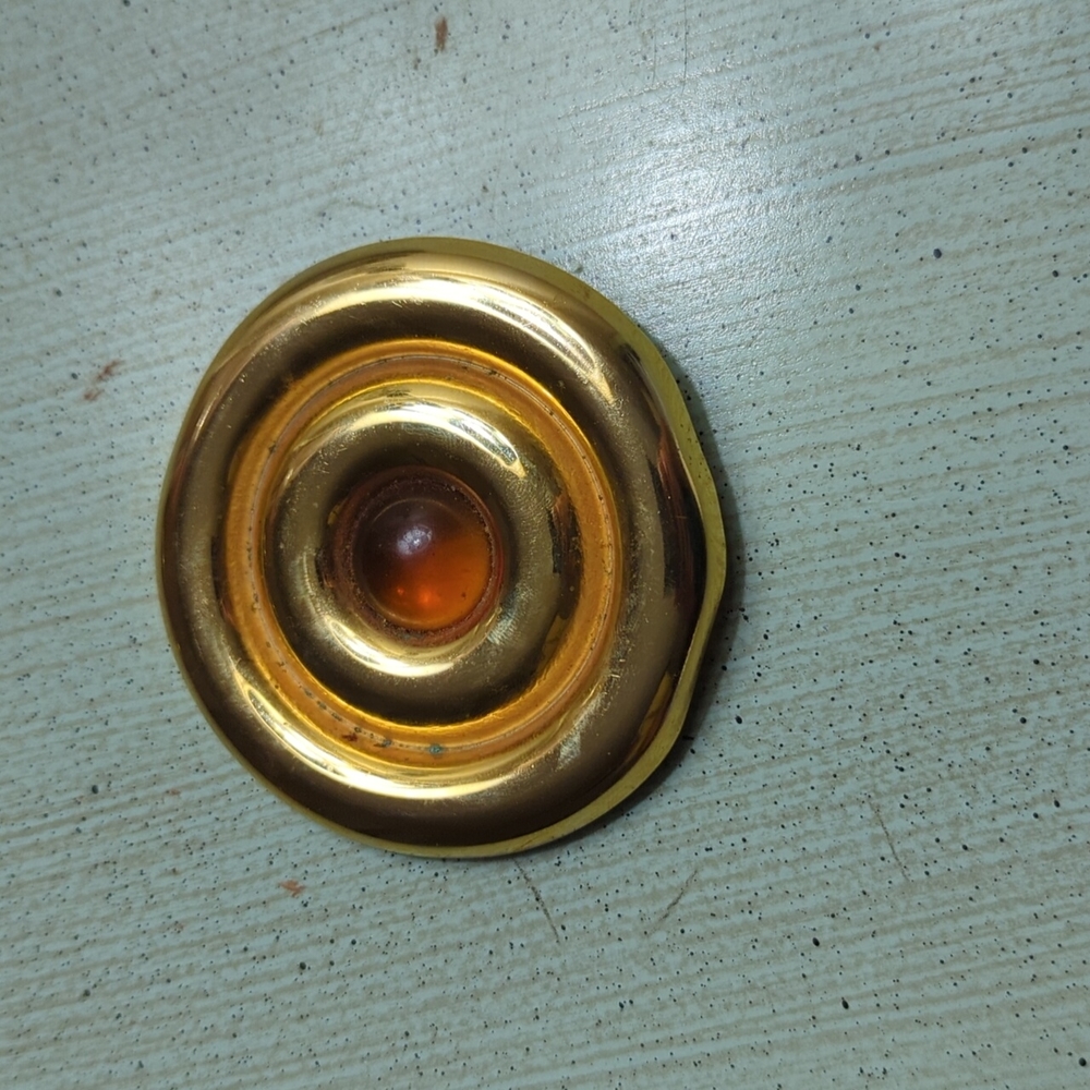 Gold Colored Circular Brooch - image 1